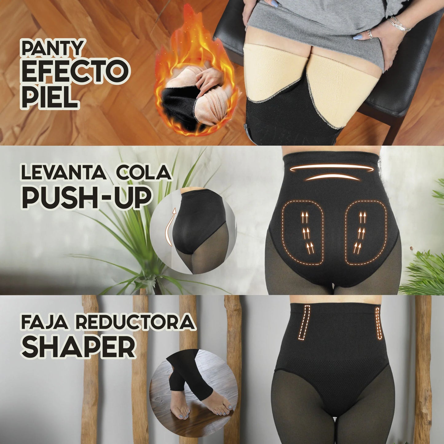 Sillk&Compress® 🦵🏽Panty con faja efecto piel y efecto push-up 🍑 Talla única.